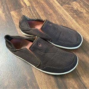 OluKai Nohea Mesh Slip On Boat Shoes Sandals Grey Mens Size 10.5